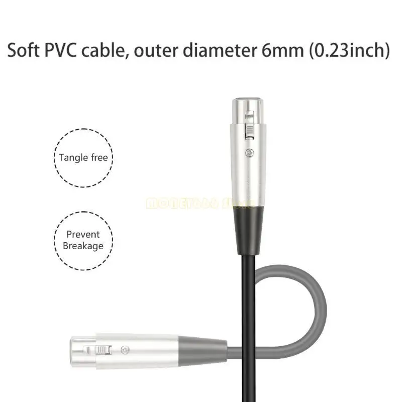 F62C Профессиональные микрофоны кабель самки XLRS до 1/4 -дюймового (6,35 мм) моно -несбалансированного микрофонного шнура для