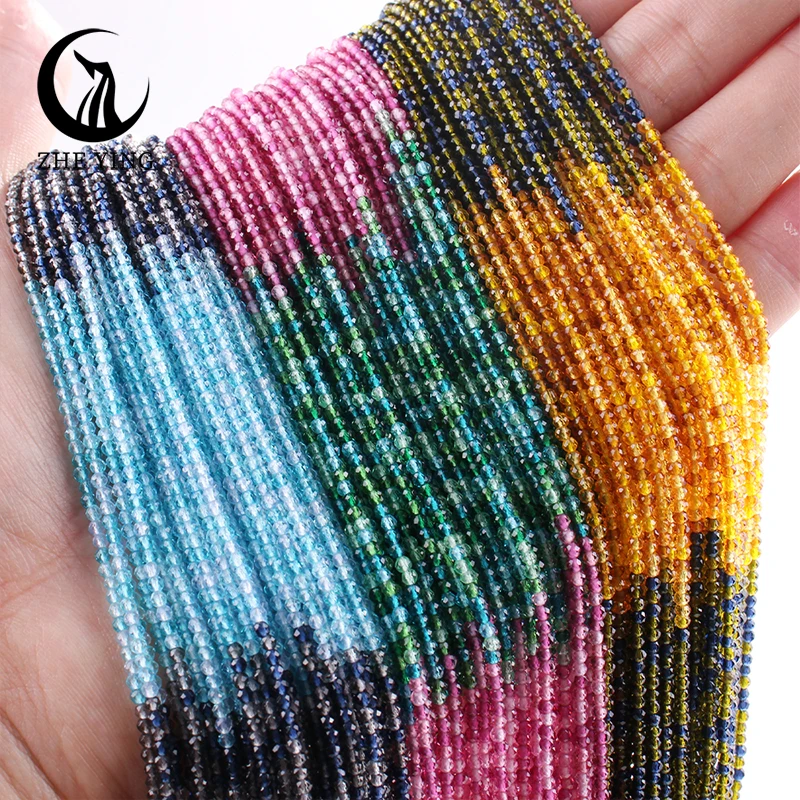 Zhe Ying 5 Strands/lot Gradient Crystal Beads Loose 2mm Faceted Round Glass Beads for Jewelry Making DIY Accessories