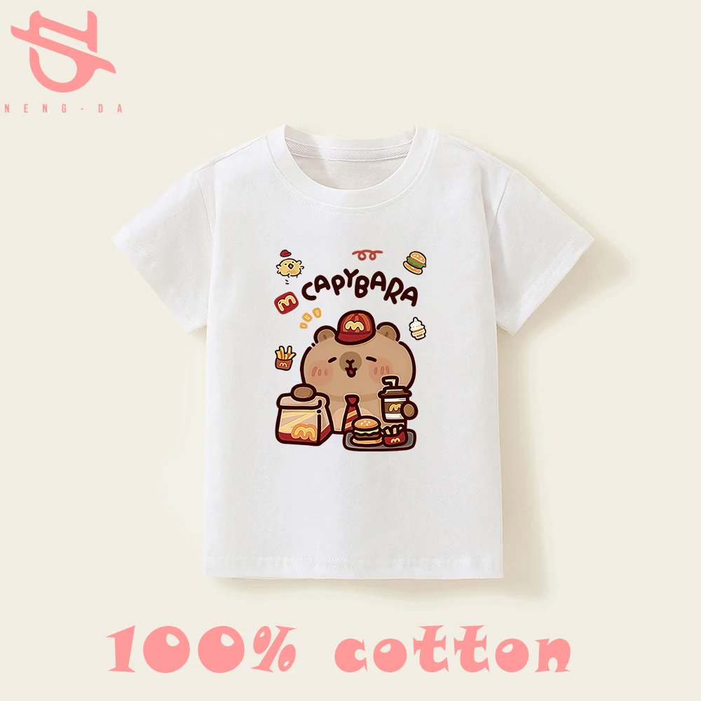 7 8 9 10 11 12T تي شيرت للأولاد 100% قطن بنات بنين تي شيرت رياضي قابل للتنفس تي شيرت كارتوني مطبوع وردي تي شيرت جديد 2025