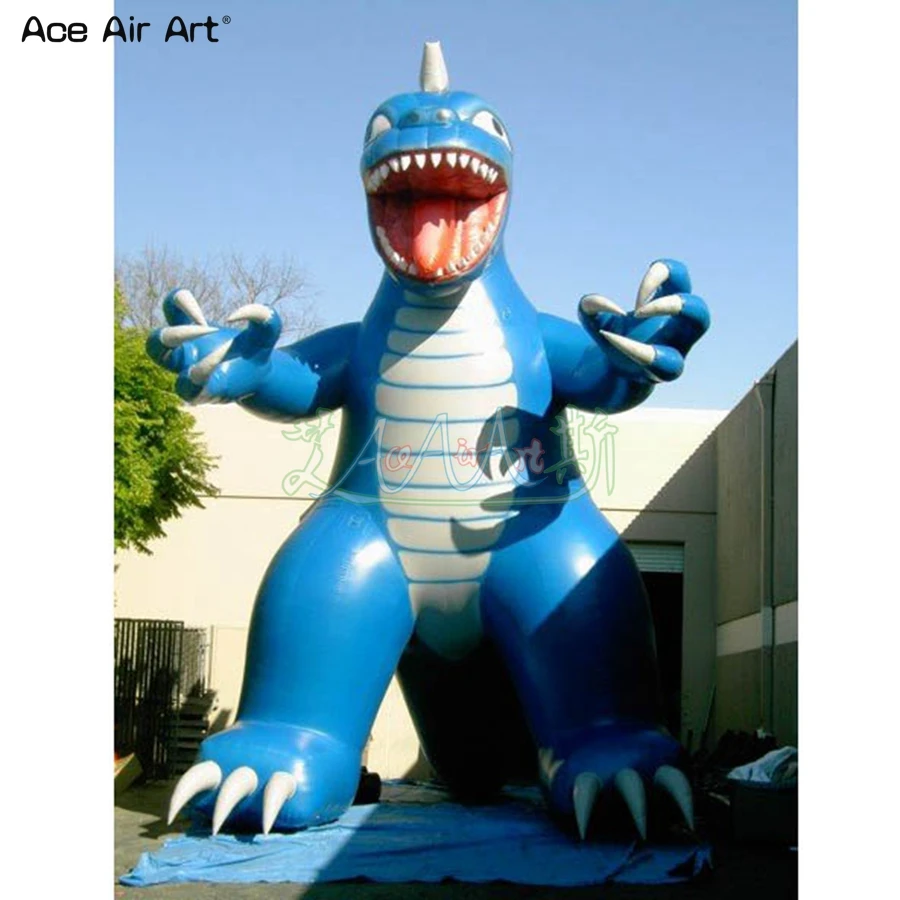 

2022 Custom Made 4mH Blue Inflatable Dinosaur Cartoon Mascot For Outdoor Party Event Exhibition/Advertising Made By Ace Air Art