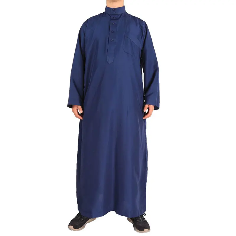 Abiti islamici musulmani abbigliamento abito arabo da uomo Retro manica lunga Thobe Robes tinta unita allentato Dubai camicia caftano arabo saudita Top