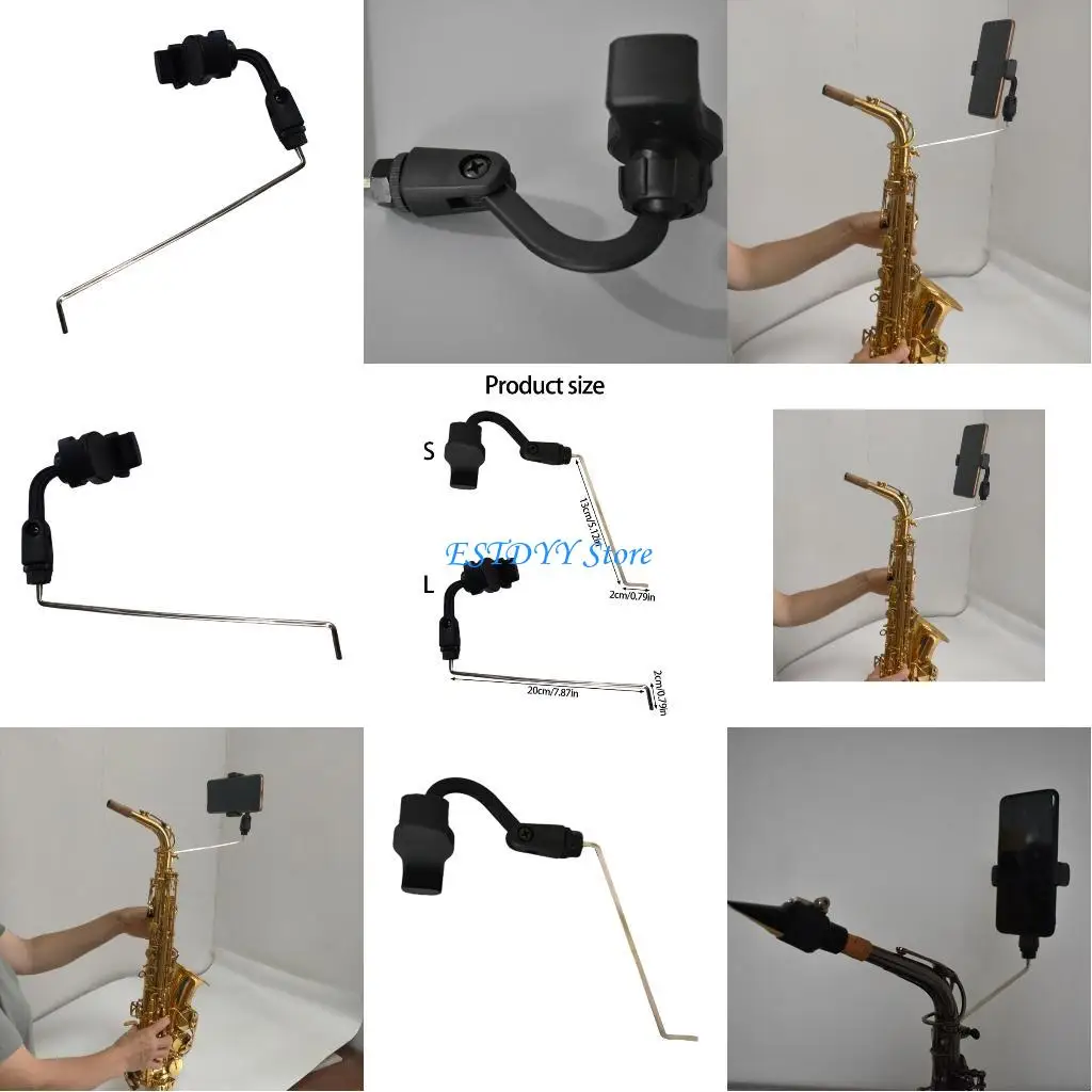 

G6DE Sturdy Brass Saxophone Phone Holder Rotatable Clip Stand For Sheet Music Viewing