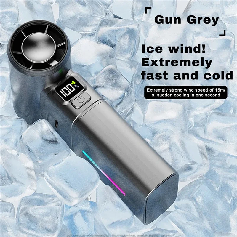 ABLJ-Mini ventilador Turbo plegable de mano, recargable por USB, iluminación ajustable, flujo de aire violento, Mini soplador de verano