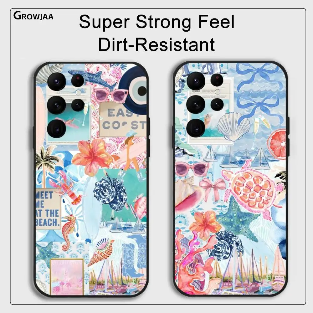 Ins تحت الماء المحيط التوضيح قضية الهاتف لسامسونج غالاكسي S24 الترا S22 S23 الترا S21 S20 5G سيليكون بولي TPU لينة Funda