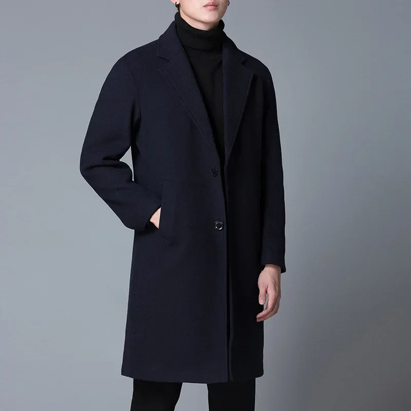 

MRMT 2024 Brand New Men's Wool Woolen Coat Casual Long Coat Slim Solid Color Suit Windbreaker Men Overcoat For Male