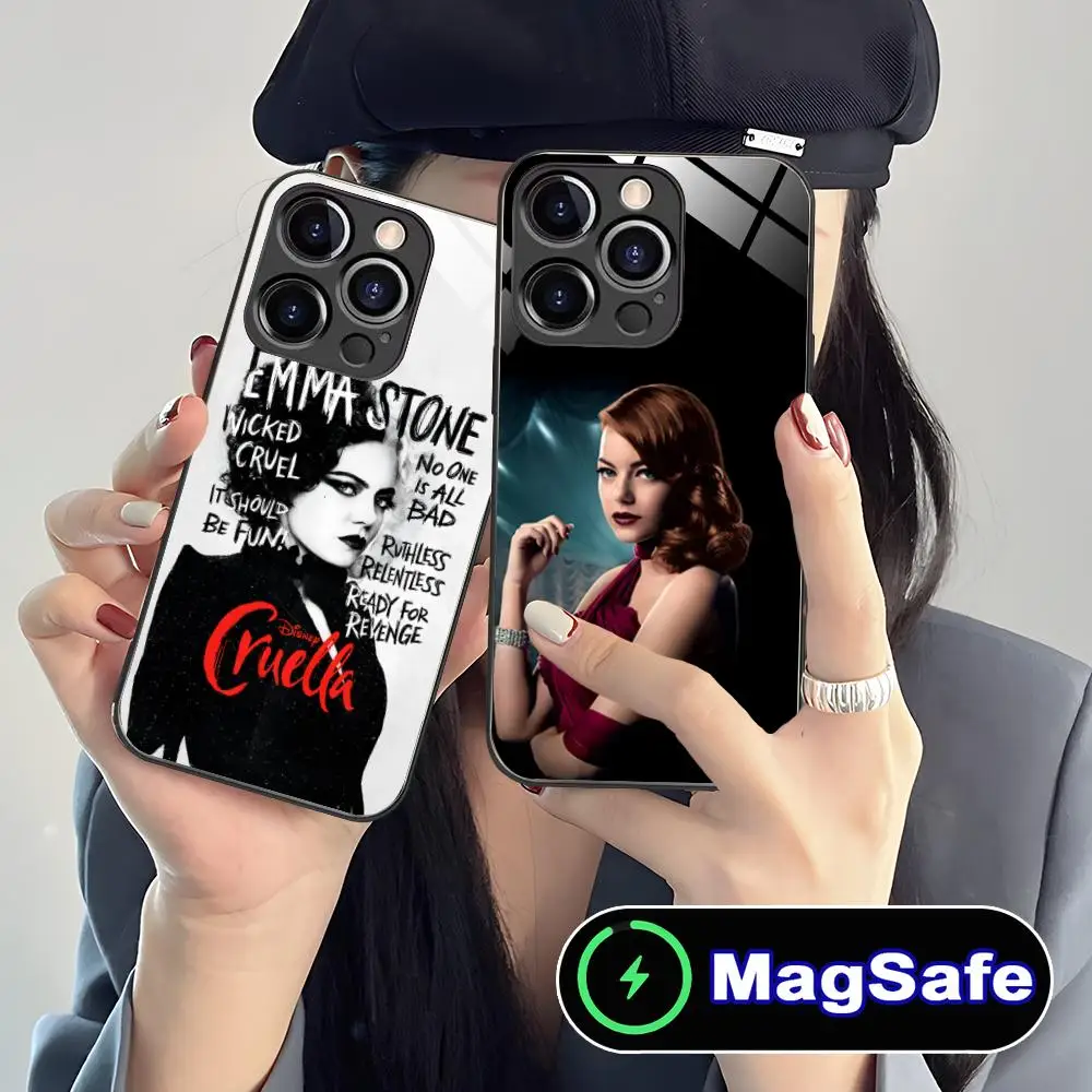 

Emma Stone Glass MagSafe Mobile Phone Case for iPhone 17 16 15 14 13 12 11 Air Pro Max Plus Mini Colorful Cover
