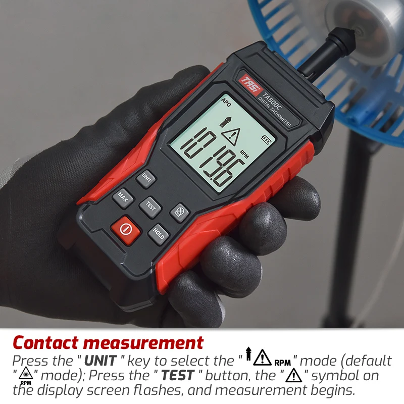

TASI Laser Tachometer Digital Contact Tachometer Rotational Speed Tester Linear Speed Tester