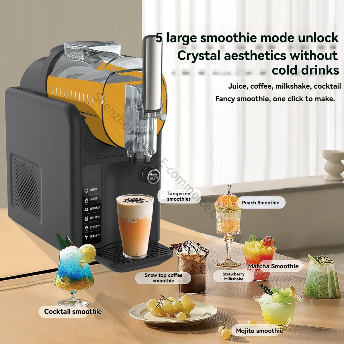 Máquina de fusión de nieve de 2L, máquina de helado, máquina de barro de nieve para bebidas frías de verano, máquina de batidos de bebidas de limpieza automática