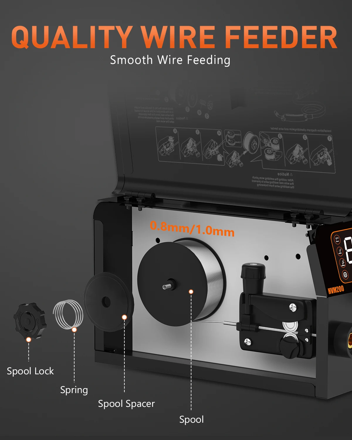 

HZXVOGEN Welding Machine Welding Machine MIG/MMA/LIFT TIG Welder No Gas Welding Equipment IGBT Inverter Heat Dissipation