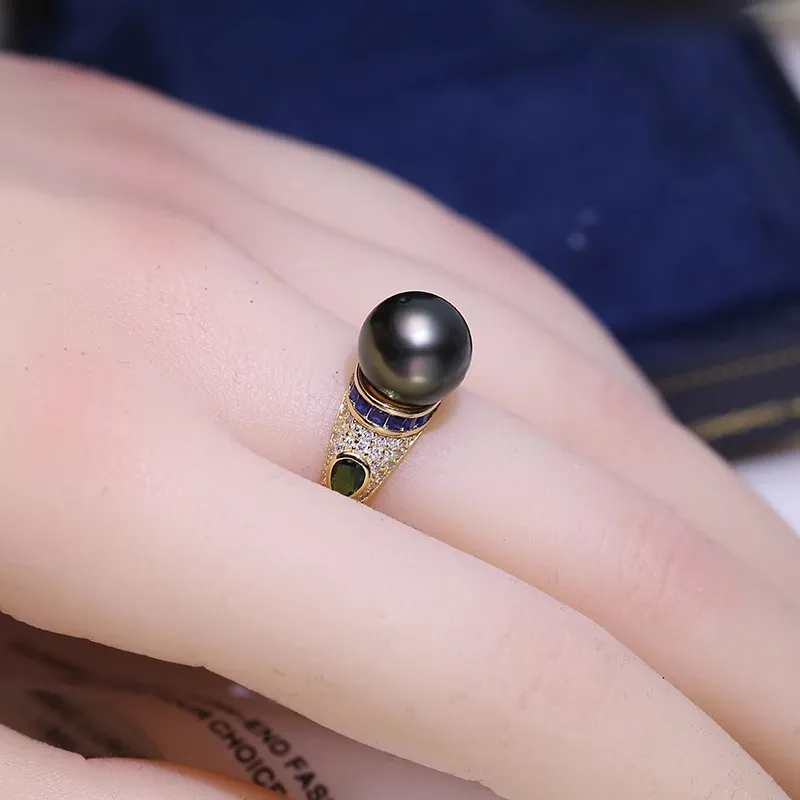 MeiBaPJ 10 مللي متر خاتم موضة اللؤلؤ الطبيعي القريب لتقوم بها بنفسك 925 حامل فضي إعداد مجوهرات الزفاف الجميلة للنساء