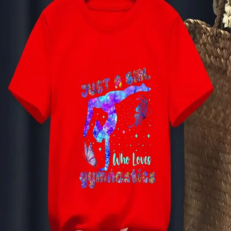 Just A Girl Loves Gymnastics T-Shirt, Sport Girl Outfits, Gymnast Girls T-Shirt,Toddler Gymnastic Tee, Gymnastics Lover Giftte