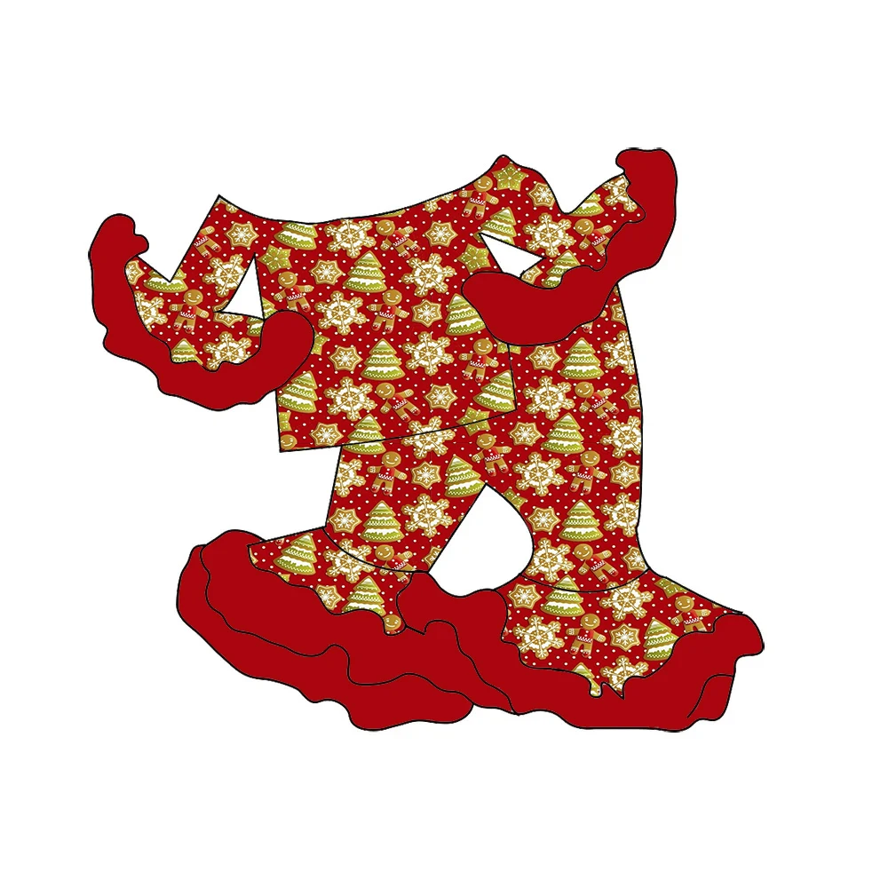 تصميم جديد للفتيات ملابس عيد الميلاد والهالوين بالجملة ملابس أطفال خريفية من حرير الحليب بأكمام طويلة طقم مكون من قطعتين