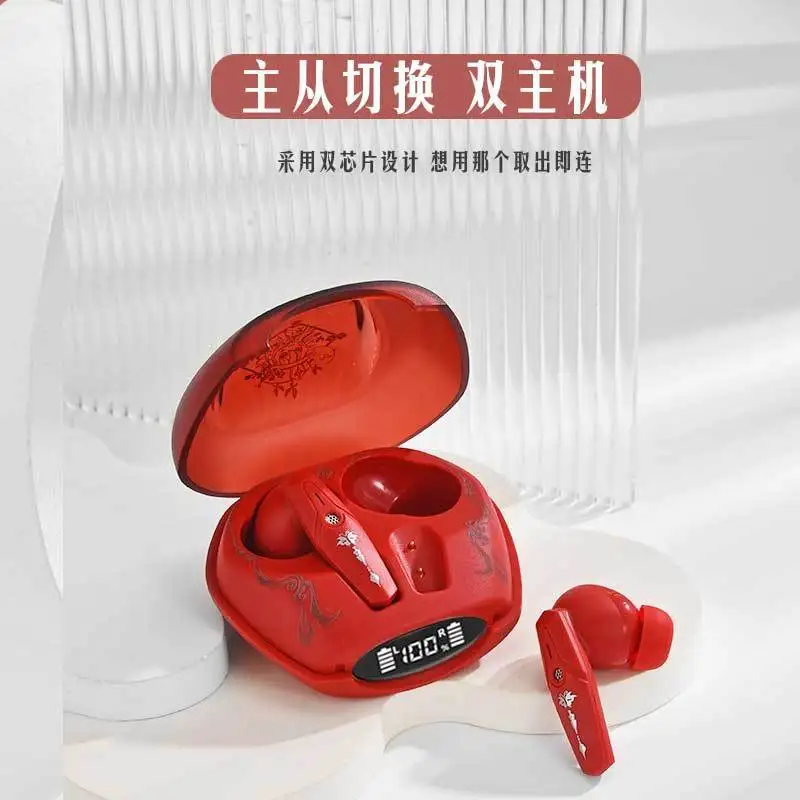 

Genshin Impact Hutao TWS Earphone Prompt Sound Bluetooth 5.3 Earphone Wireless High Endurance Noise Reduction HIFI Red Earbuds