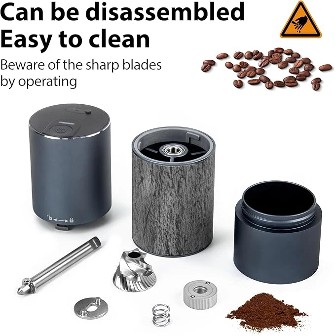 High Quality Low-priced Wholesale Portable Coffee Grinder, One Click Start Advanced Mini Grinder Usb Color Box 25 90 Grey ABS Rv