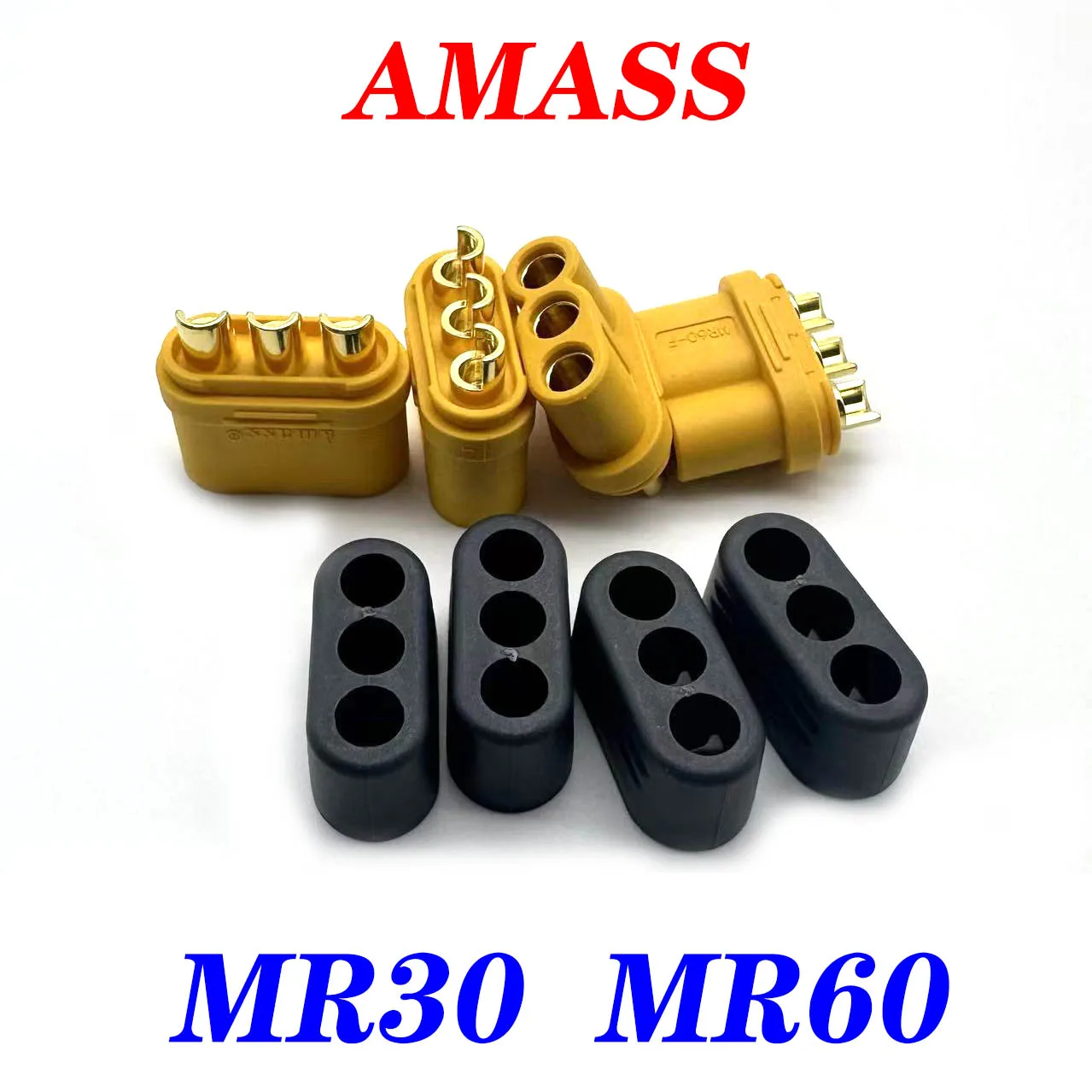 1 pair AMASS MR30 MR60 Male Female Connector Plug with Sheath Connector for RC Lipo Battery RC Multicopter Airplane