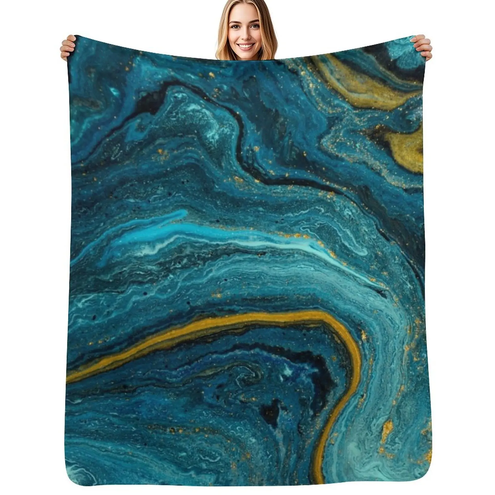 

Marbled Turquoise Teal Geode Design Throw Blanket Designers funny gift Blankets For Sofas for sofa Blanket