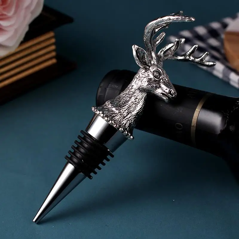 Elegant Creative Wine Stopper Bottle Cap Deer Head Design Home Use Red Wine Bottle Stopper Stainless Steel Beverage Accessories view 2