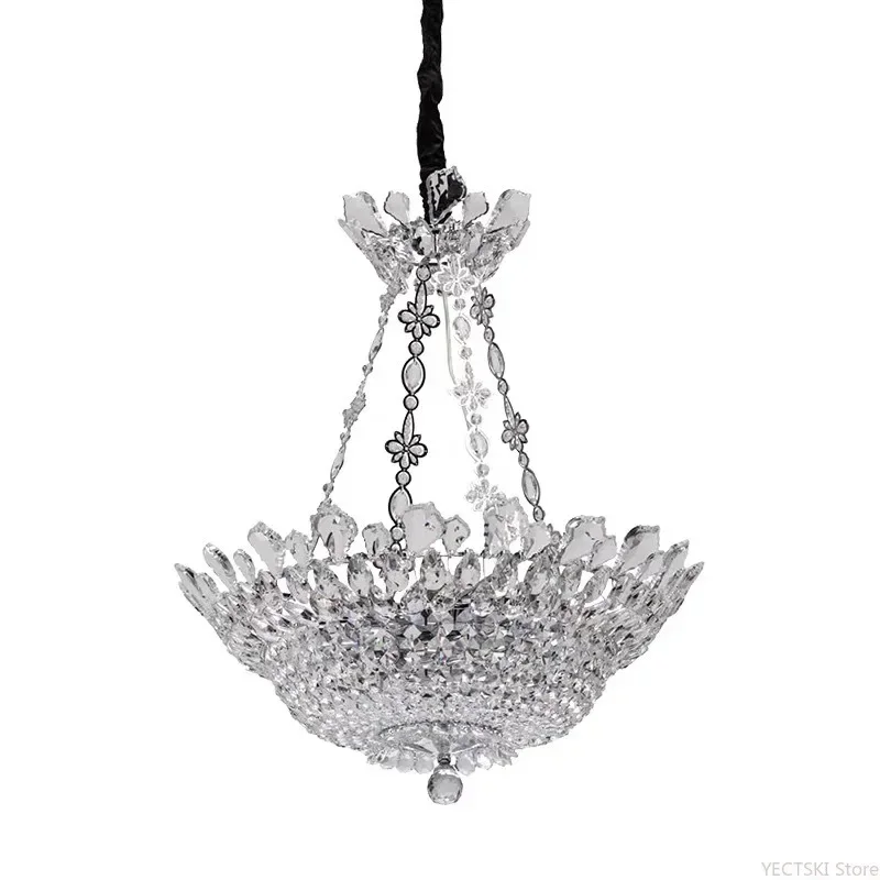 

GHEUVNJ Italian style light luxury bedroom crystal chandelier, personalized French style new children's room restaurant warm an
