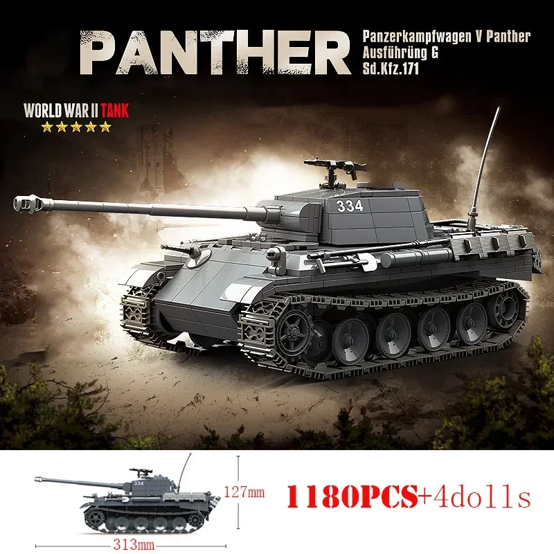 Military World War Russian T-34 KV-1 Heavy Tank Building Blocks Panther Sherman WW2 Tiger Panzer Maus Tanks Bricks Kid Toys Gift