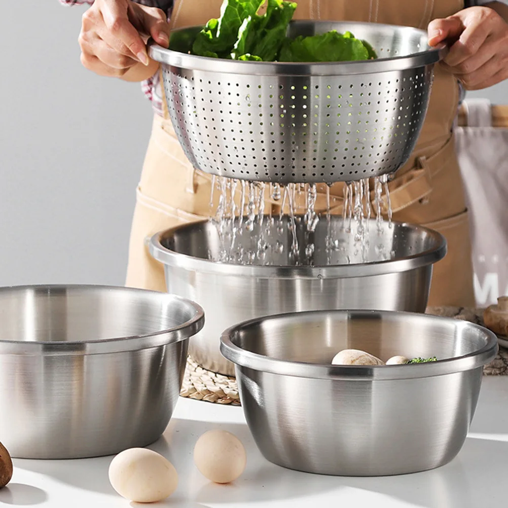 

304 Stainless Steel Drain Bowl 20Cm Diameter Vegetable Draining Basket Fruit Draining Bowl Kitchen Food Drain Tool Drying