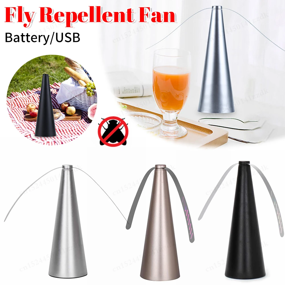 Outdoor Fly Bug Repeller Electric USB Or AA Battery Fly Repellent Fan Kitchen Electric Food Protector Pest Control Tool