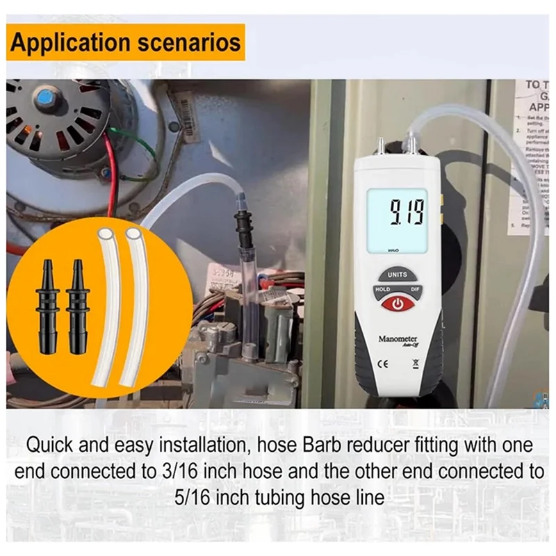 

ABKY-HT-1890 Gas Teste Meter Digital Manometer Air Pressure Gauge Dual Port With Data Hold For HVAC Systems