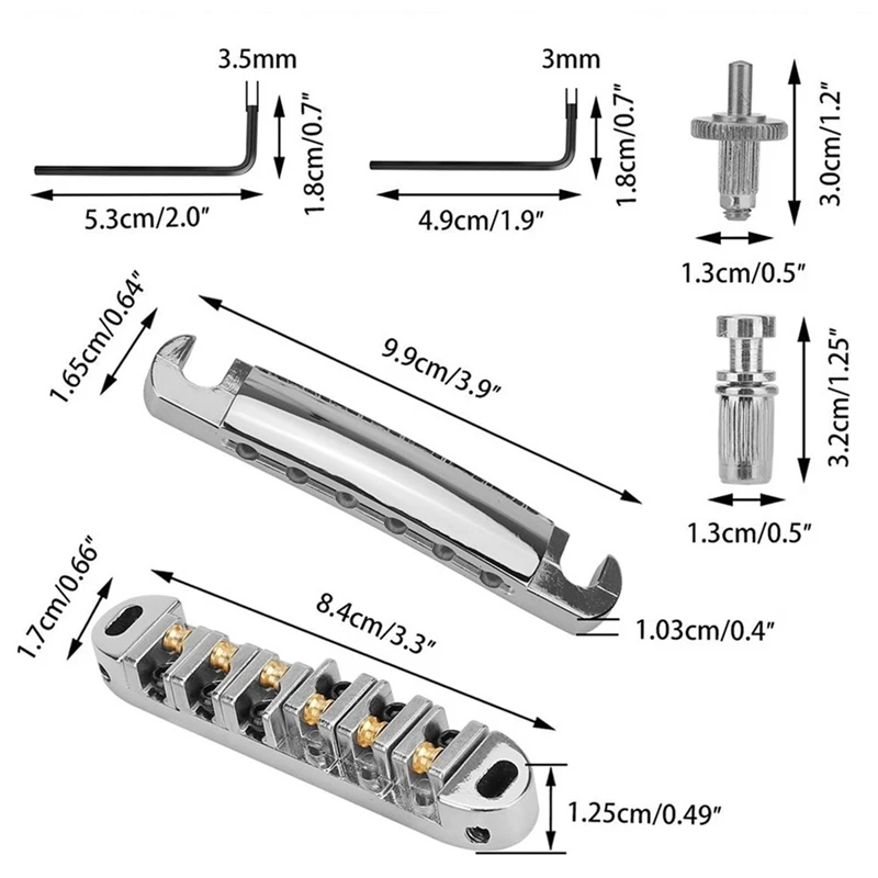 1 Set Of 6 Strings Guitar Tune-O-Matic Bridge And Tailpiece With Posts For Les Paul SG LP Electric Guitar