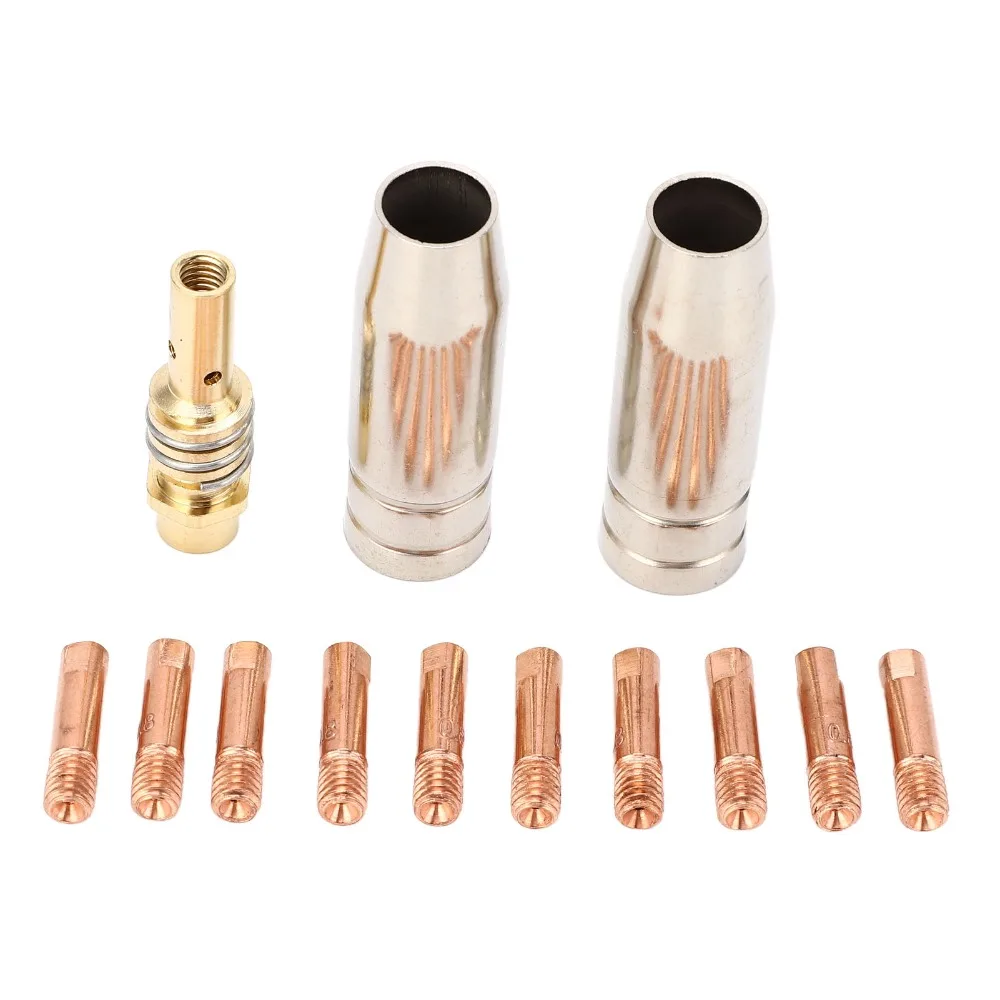 Red Copper Material Welding Contact Tip Nozzle 0.8mm Tip Size Gas Nozzle Included Welding Torch Accessories Kit