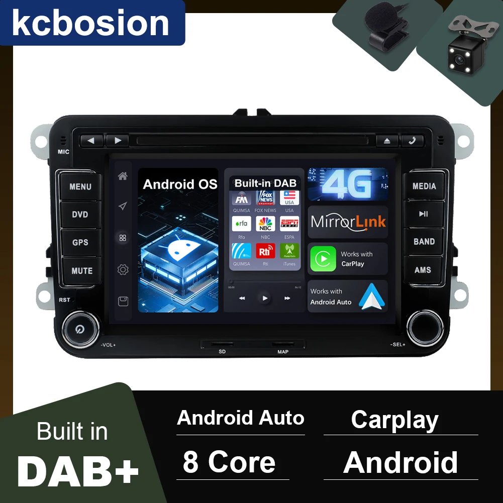 

Built in DAB+ 64G Double 2 Din Car Multimedia DVD Player Autoradio Stereo Head Unit For VW/Seat/Skoda/Passat/Golf/Polo Carplay