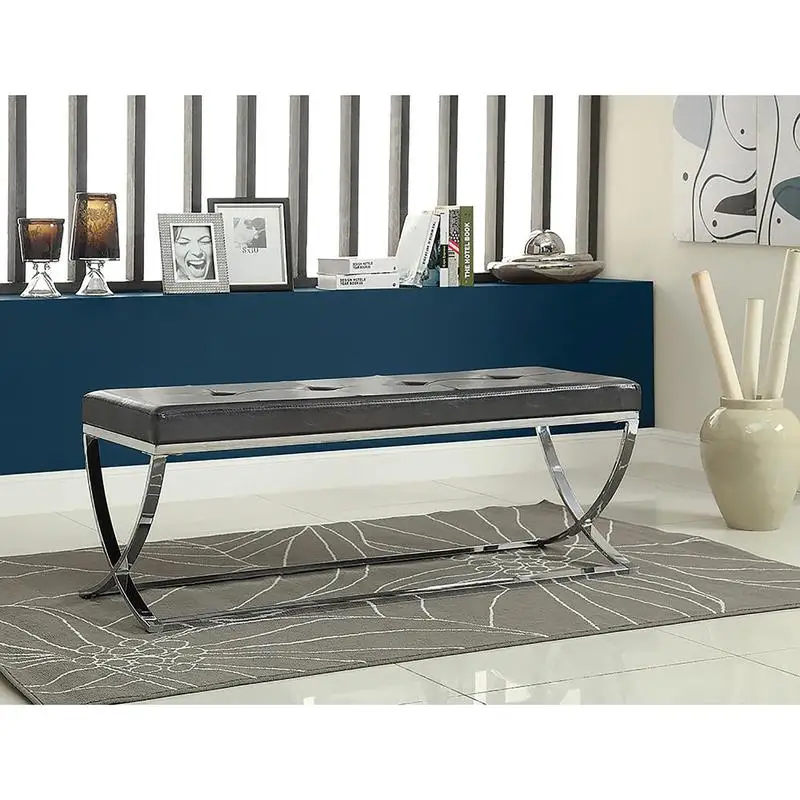 

Black Curve-Leg Bench Seat for Home or Office Use, Stylish and Versatile Furniture