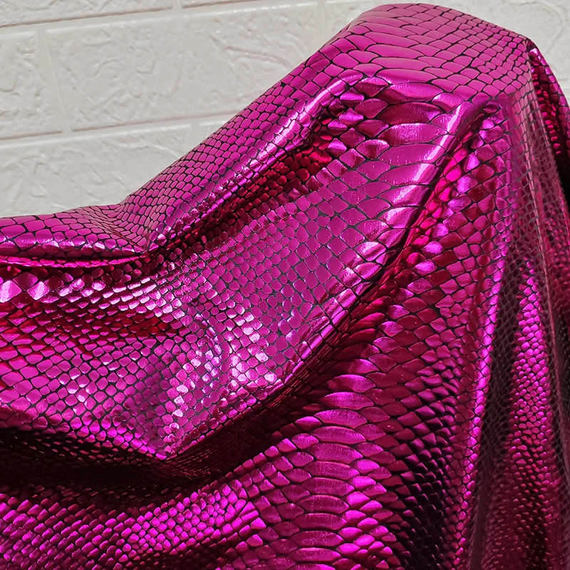 

Good,Shiny Rose Colour Polyester Spandex Knitted Fabric,4 Ways Elastic,Ice Silk,Snake Skin Pattern,Diy,Sewing Dress,Tights Pants