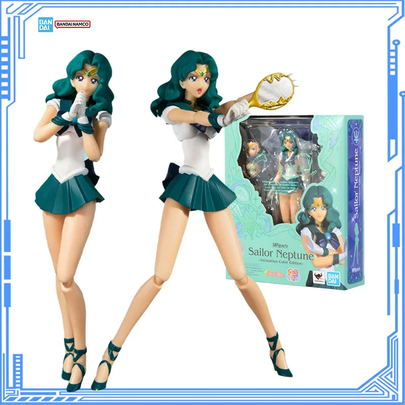 

Bandai Genuine Sailor Moon Model Kit SHF Sailor Neptune Animation Color Anime Action Figure Collection Finished Model Toys Gifts