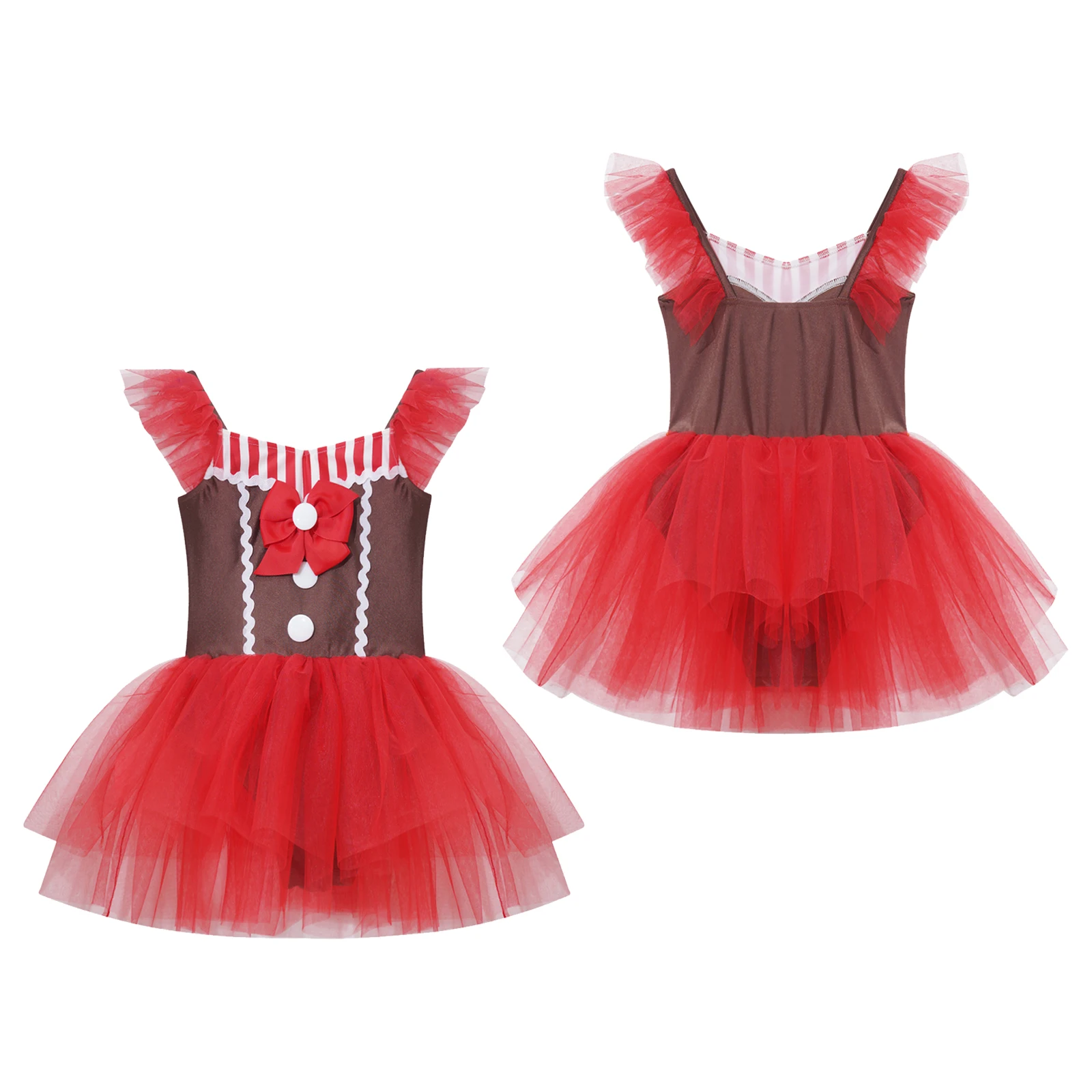 Meninas natal feriado aniversário tutu vestido de gengibre princesa traje sem mangas cami vestido bowknot listrado bodysuit