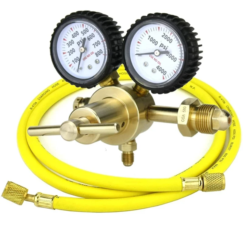 Nitrogen Regulator With 60In Hose For HVAC Purge, CGA580 Inlet Connection And 1/4In Male Flare Outlet Connection-B91B