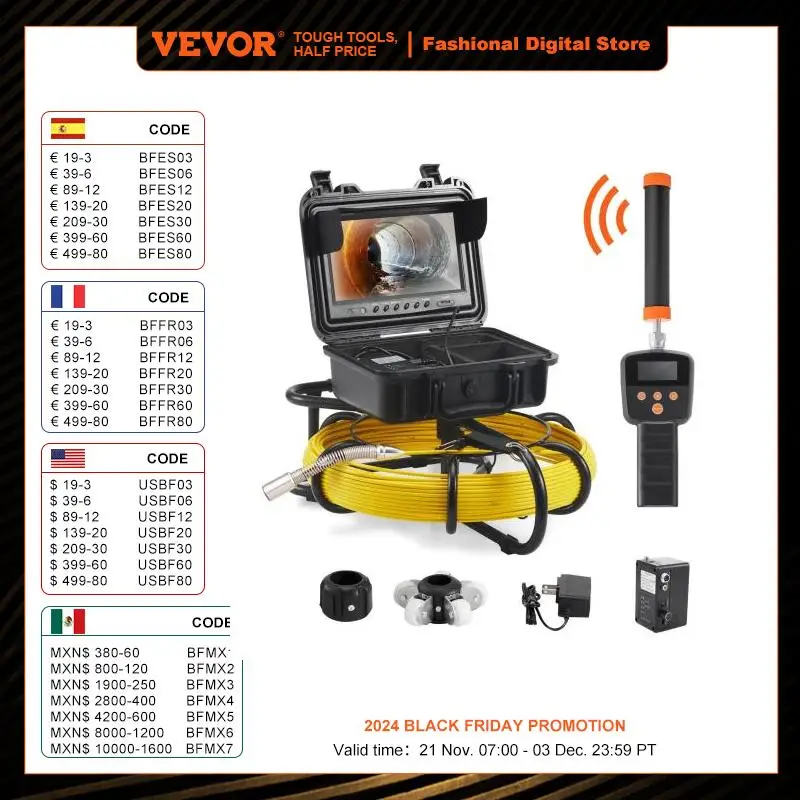 VEVOR Sewer Camera with 512Hz Locator IP68 9\