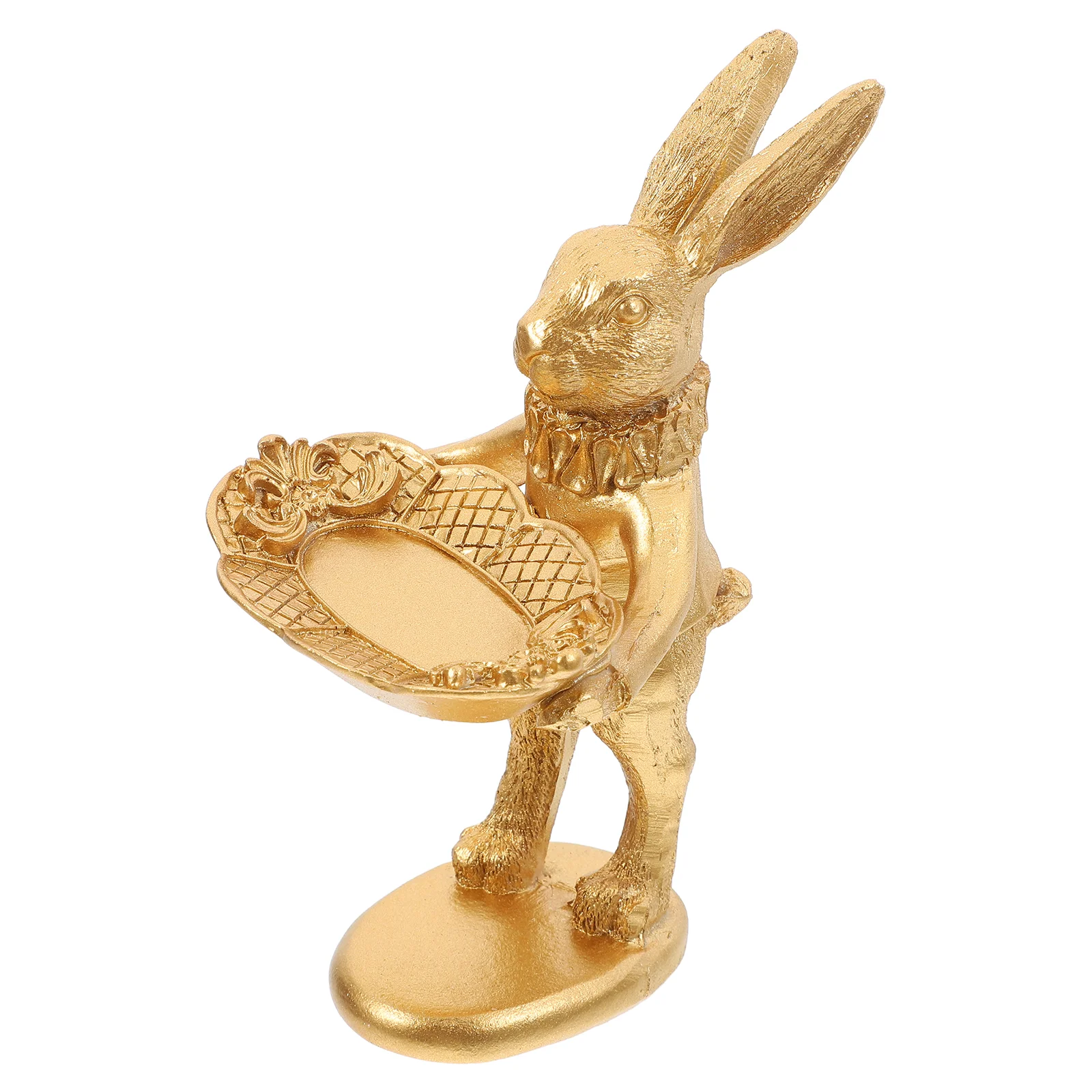 Rabbit Ornament Vintage Bunny Table Furnishing Decor Jewelry Holder Necklace Golden Retro Adornment Desktop Resin