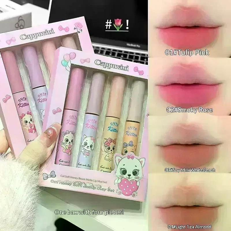 Cappuvini 4 Pcs Lip Gloss Gift Set Velvet-Touch Hydrating Lip Lacquer Glass Shine & Juicy Universally Flattering & Moisturizing
