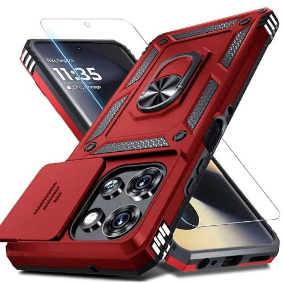 

Compatible with 5 2026/2025 Case Built in Slide Camera Lens Cover+Screen Protector+Finer Rin Holder Kickstand, Heavy Duty Shock