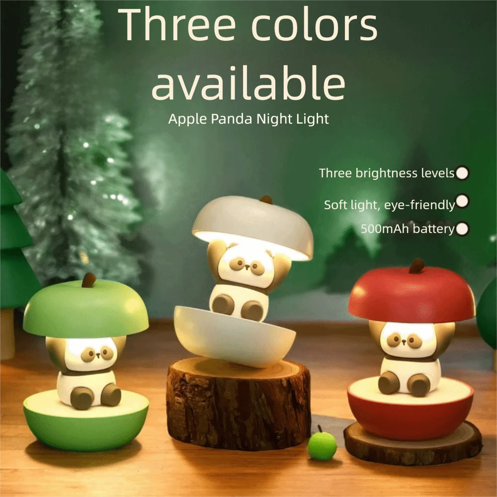USB Rechargeable Panda Table Lamp Ambient Light Personalized Gift LED Bedside Lamp Cute Modeling Modeling Lamp Bedroom Decor
