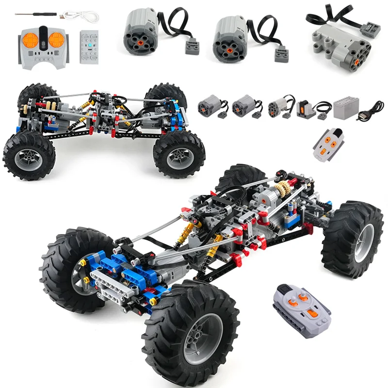 4WD RC هيكل السيارة تسلق نموذج مركبة اللبنات متوافق مع وظيفة طاقة المحرك مع تعليق الصدمات تجميع الطوب