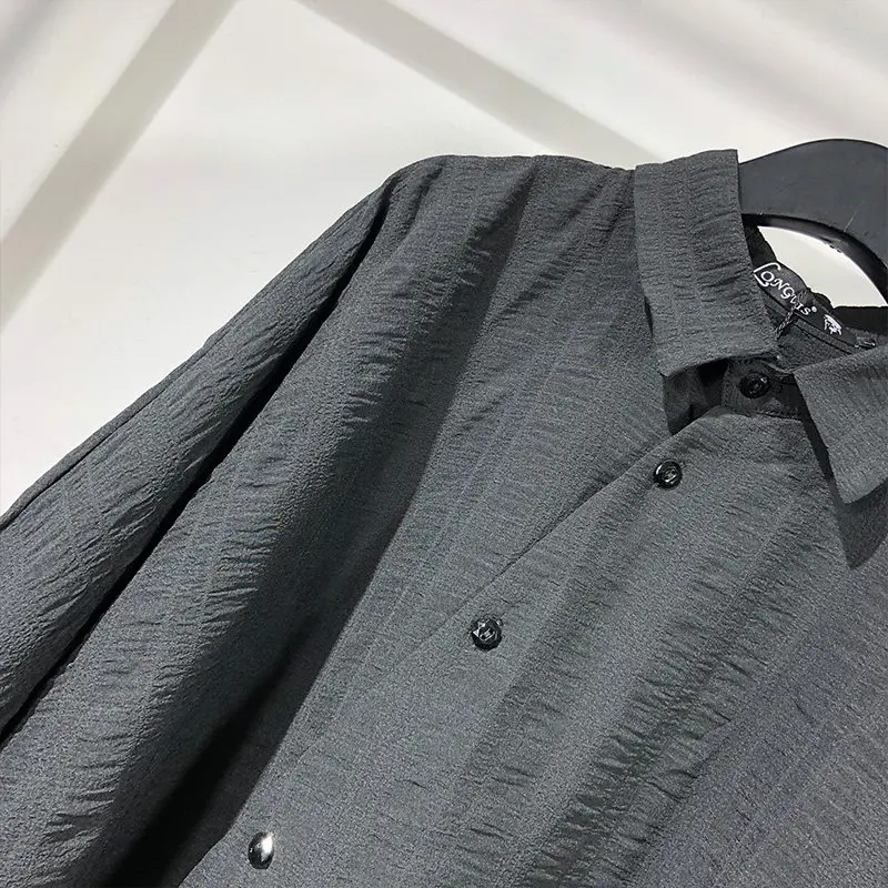 Designer Summer Dark Irregular Pleated Loose Batwing Sleeve Shirt Japanese Street Hip Hop 3/4