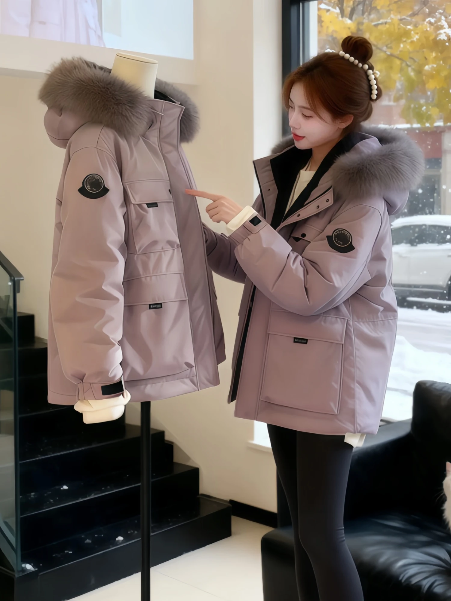 

Зимняя женская куртка-пуховик в корейском стиле, маленький размер, очень милая, из хлопка, для зимы, верхняя одежда