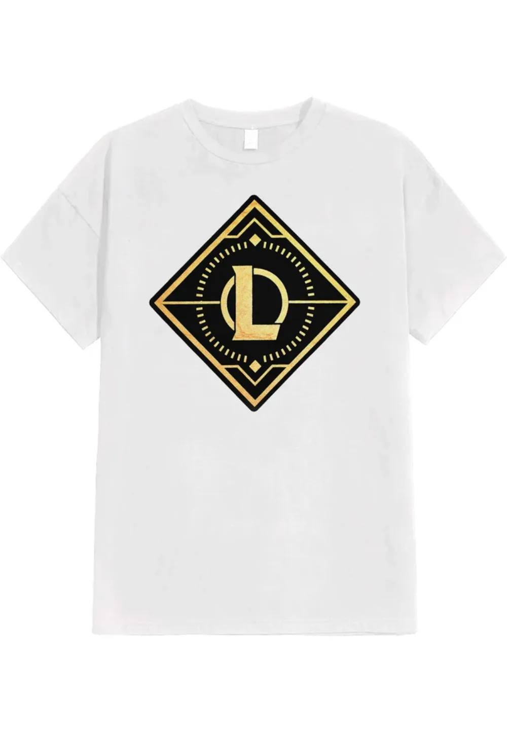 Camiseta League of Legends - Logo Dorado Blanco - Ropa para Hombre, Camiseta de Algodón para Mujer, Verano 2026, Camiseta de Alta Calidad Estilo Urbano