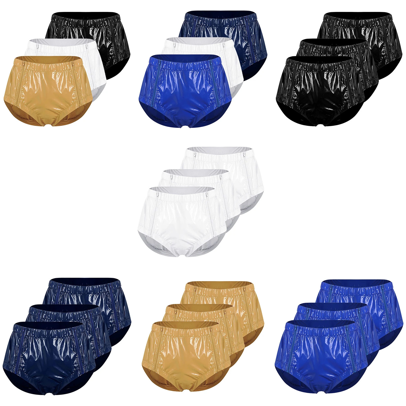 3pcs Adults Leak-proof Diaper Cover Underwear Both Side Zipper Tear-away Waterproof Reusable Briefs for Elderly Caring Nursing