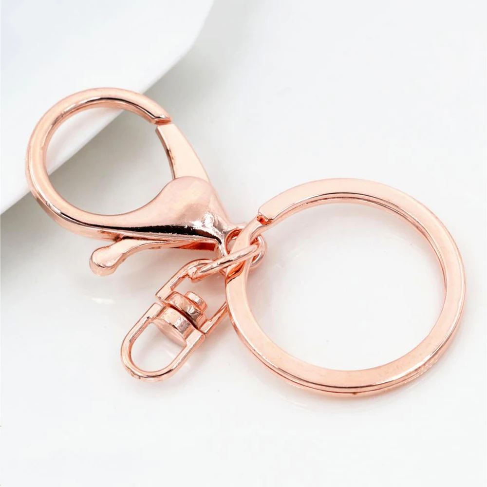 5pcs/lot 30mm Key Ring Long 70mm Popular classic 11 Colors Plated lobster clasp key hook chain jewelry making for keychain