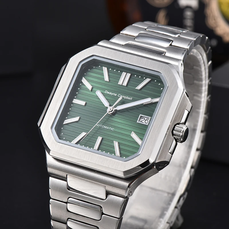 

Механические часы 43,5 мм с механизмом NH35, водостойким сапфировым стеклом, светящимся квадратным циферблатом