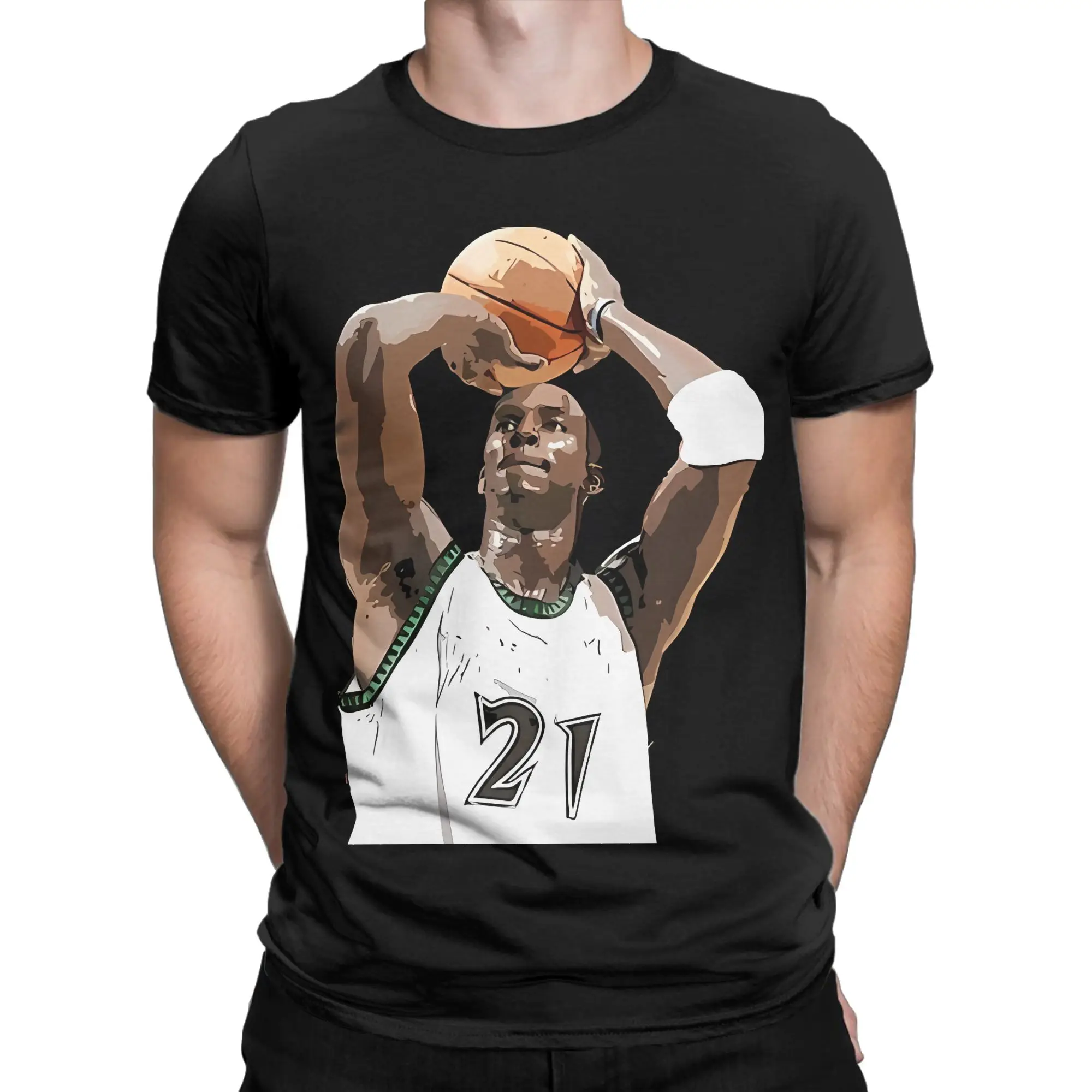 Camiseta gráfica de algodón 100% de Kevin Garnett3, camisetas de Kevin Garnett para hombre