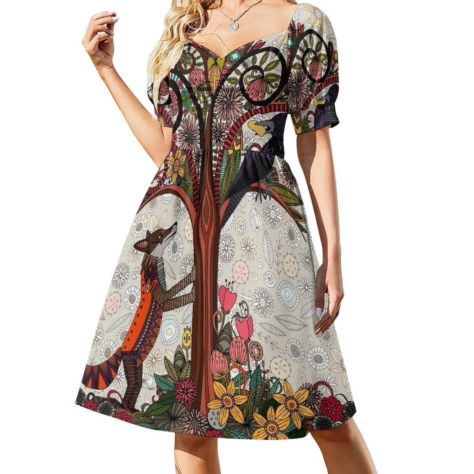 

fox and crow Short Sleeved Dress women long dresses Summer women's clothing Women's summer suit Dress