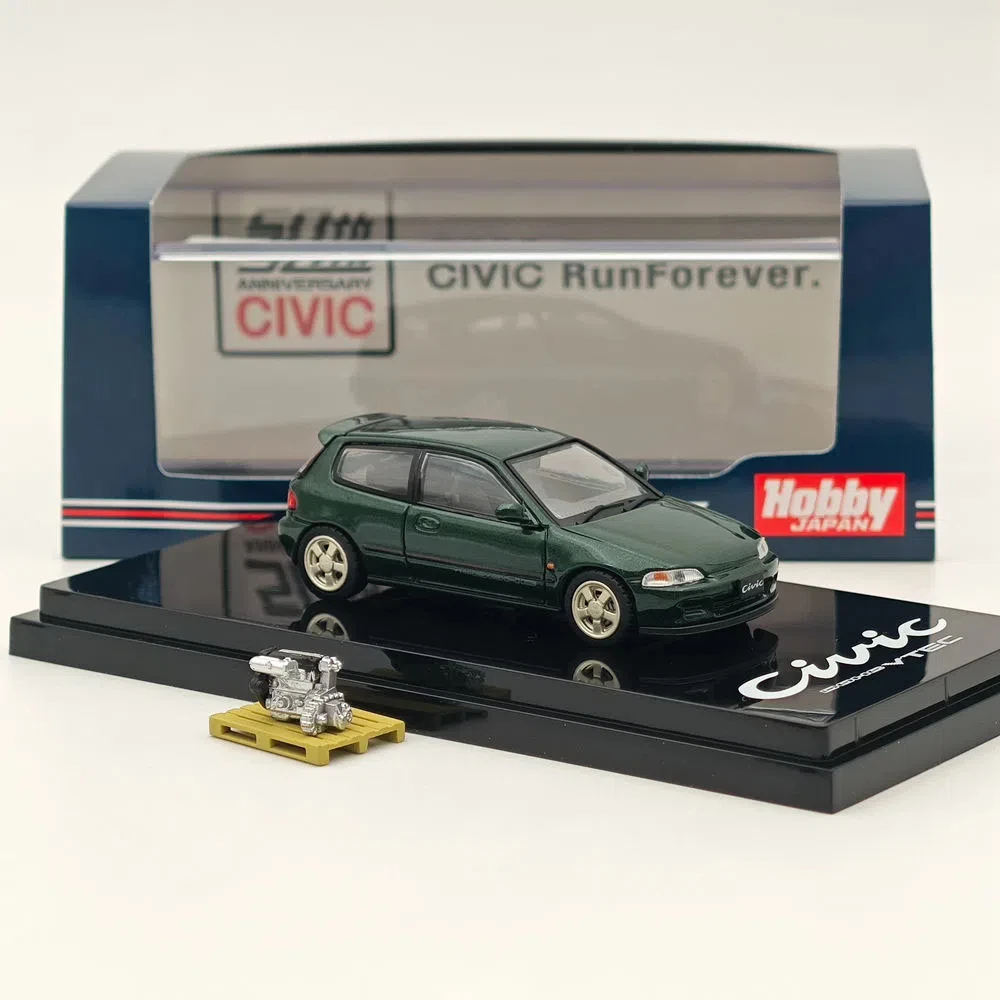 1/64 Hobby Japan dla CIVIC (EG6) Sir-S z wyświetlaczem silnika Model HJ 641017 S Odlewane modele samochodów Kolekcja samochodów Miniaturowa zabawka samochodowa