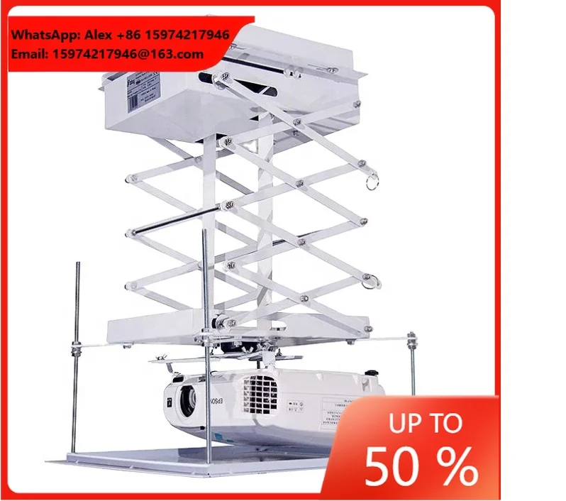 100 To 300 CM Projector Lift Motorized Ceiling Projector Scissor Bracket Projector Hidden Lifter With Remote Control